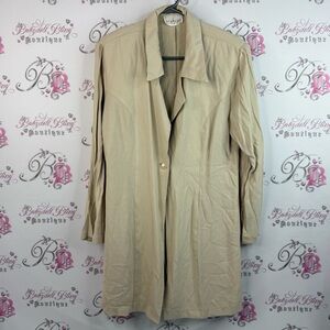Scarlet blazer jacket coat cream tan button up beige Coat shoulder pads
